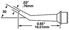 600 Series Cartridge, Bent Conical Tip 30º .76mm for MX-500, SMTC-0171Metcal